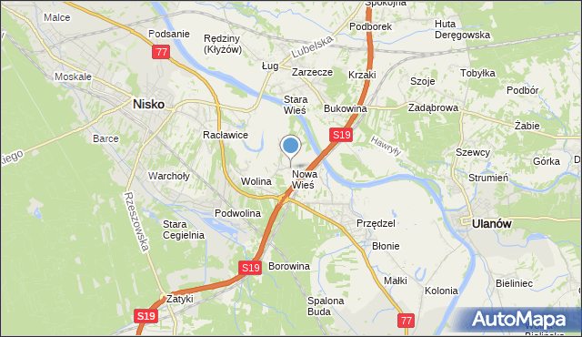 mapa Nowa Wieś, Nowa Wieś gmina Nisko na mapie Targeo